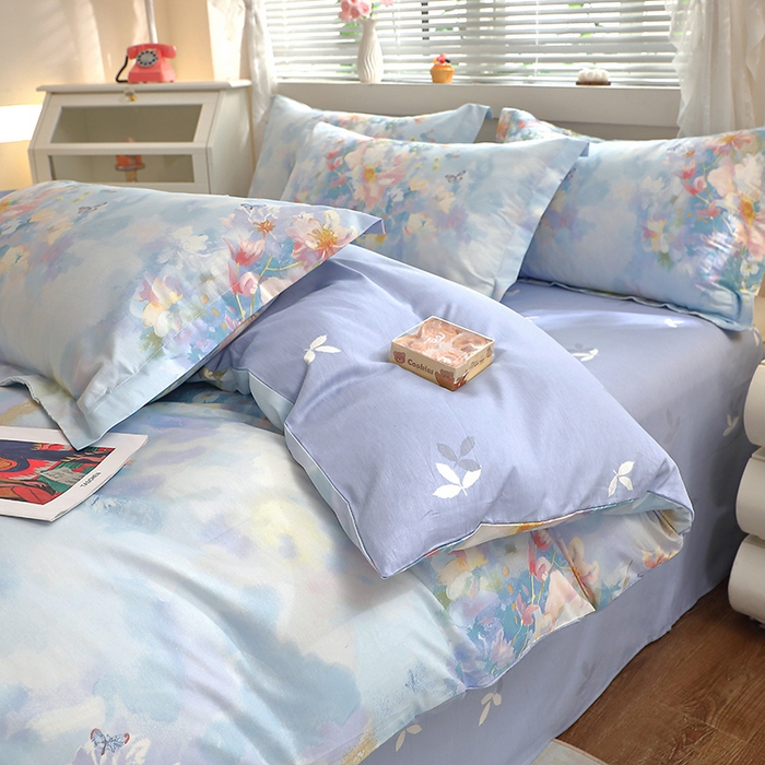 91家纺网 家纺一手货源 找家纺 牧笛缘家纺 2025新款全棉12868四件套 雾里寻花