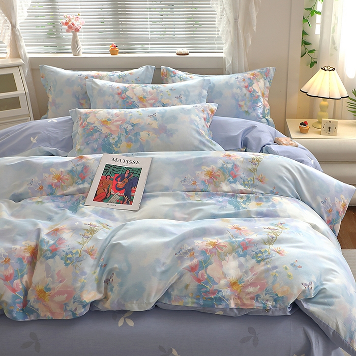 91家纺网 家纺一手货源 找家纺 牧笛缘家纺 2025新款全棉12868四件套 雾里寻花