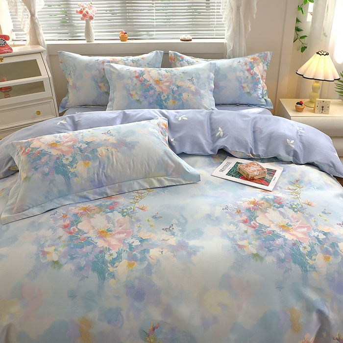 91家纺网 家纺一手货源 找家纺 牧笛缘家纺 2025新款全棉12868四件套 雾里寻花