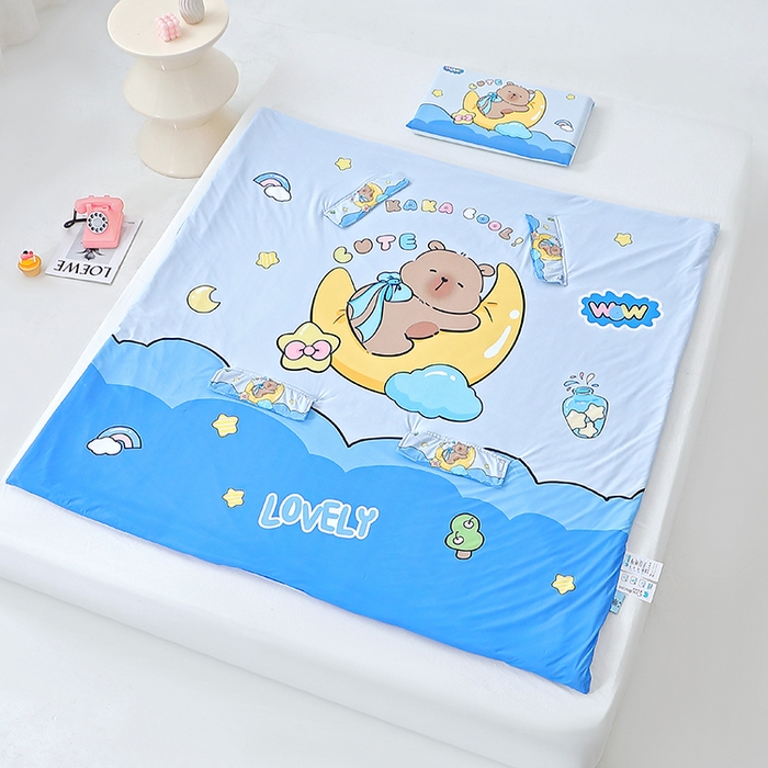 91家纺网 家纺一手货源 找家纺 （总）2025新款A类小凉皮蚕丝防踢被儿童空调房护肚夏被凉感丝儿童被