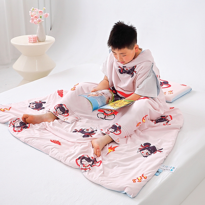 91家纺网 家纺一手货源 找家纺 （总）2025新款A类小凉皮蚕丝防踢被儿童空调房护肚夏被凉感丝儿童被