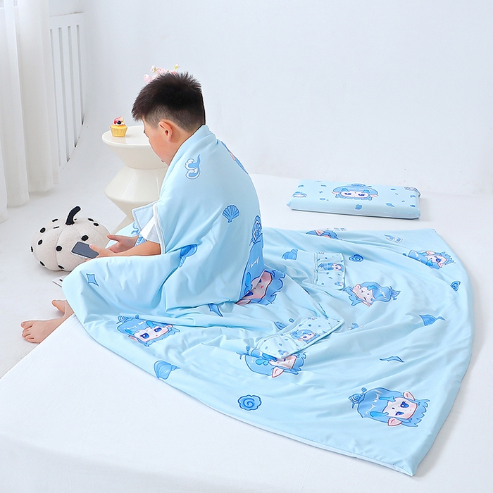 91家纺网 家纺一手货源 找家纺 2025新款A类小凉皮蚕丝防踢被儿童空调房护肚夏被凉感丝儿童被 丙丙