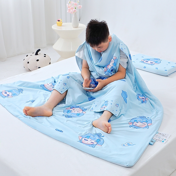 91家纺网 家纺一手货源 找家纺 2025新款A类小凉皮蚕丝防踢被儿童空调房护肚夏被凉感丝儿童被 丙丙