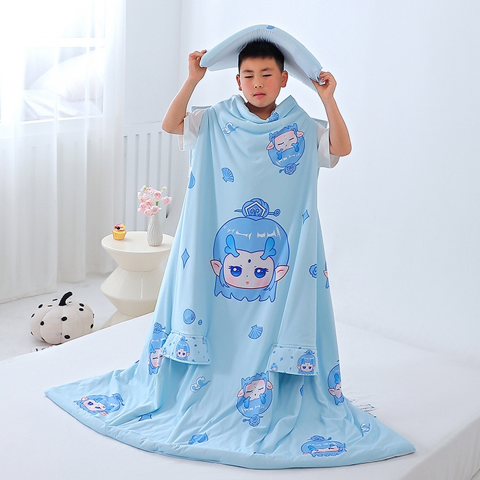 91家纺网 家纺一手货源 找家纺 2025新款A类小凉皮蚕丝防踢被儿童空调房护肚夏被凉感丝儿童被 丙丙