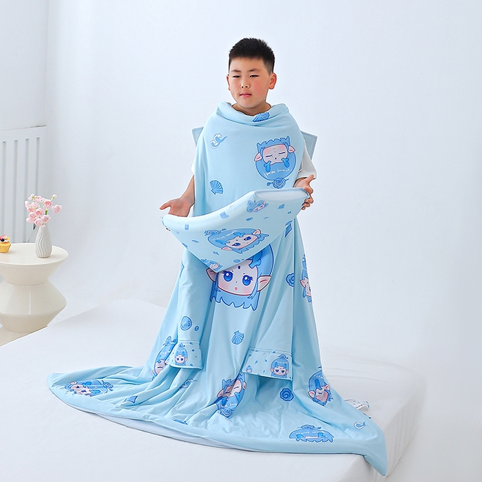 91家纺网 家纺一手货源 找家纺 2025新款A类小凉皮蚕丝防踢被儿童空调房护肚夏被凉感丝儿童被 丙丙