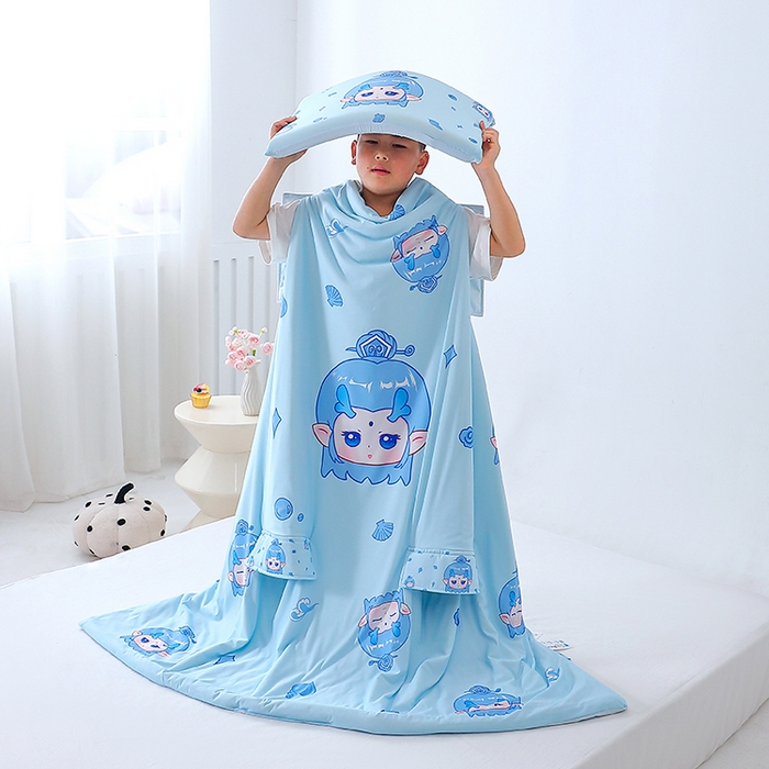 91家纺网 家纺一手货源 找家纺 2025新款A类小凉皮蚕丝防踢被儿童空调房护肚夏被凉感丝儿童被 丙丙