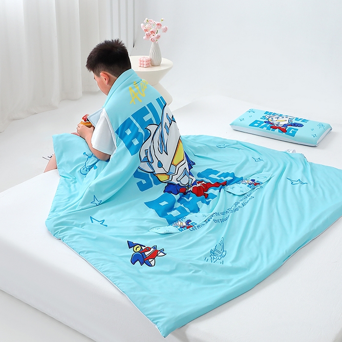 91家纺网 家纺一手货源 找家纺 2025新款A类小凉皮蚕丝防踢被儿童空调房护肚夏被凉感丝儿童被 赛罗