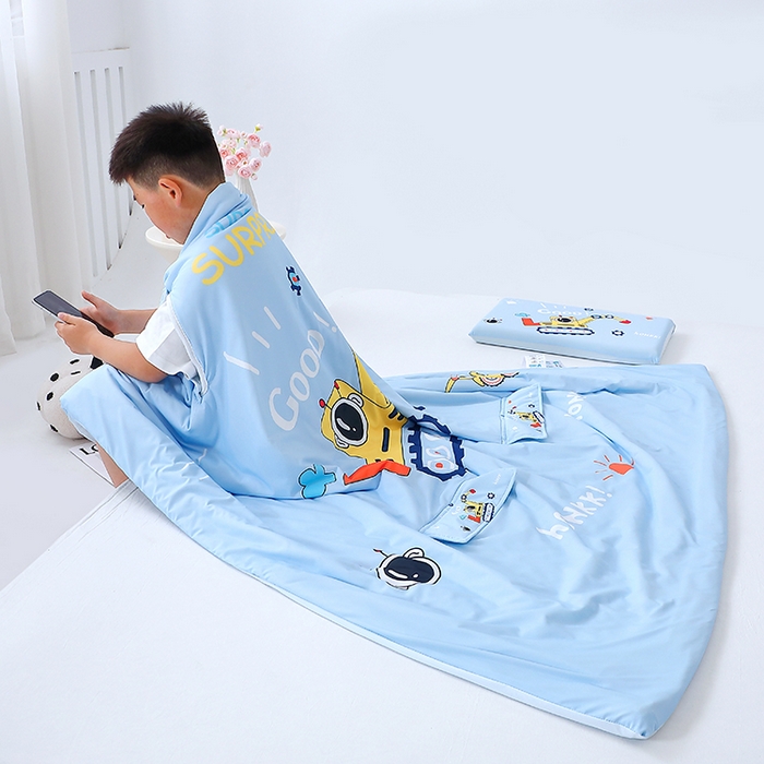 91家纺网 家纺一手货源 找家纺 2025新款A类小凉皮蚕丝防踢被儿童空调房护肚夏被凉感丝儿童被 挖掘机