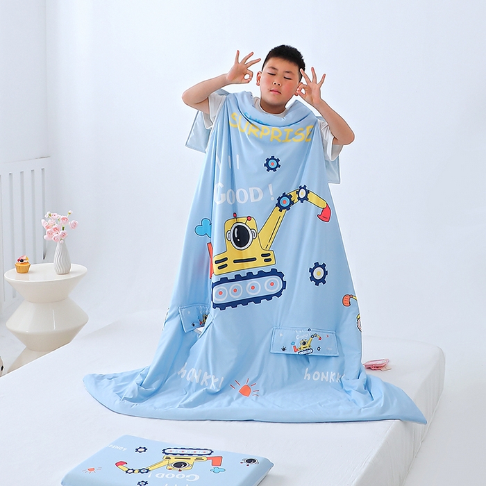 91家纺网 家纺一手货源 找家纺 2025新款A类小凉皮蚕丝防踢被儿童空调房护肚夏被凉感丝儿童被 挖掘机