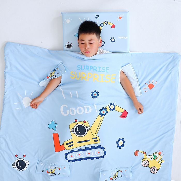 91家纺网 家纺一手货源 找家纺 2025新款A类小凉皮蚕丝防踢被儿童空调房护肚夏被凉感丝儿童被 挖掘机