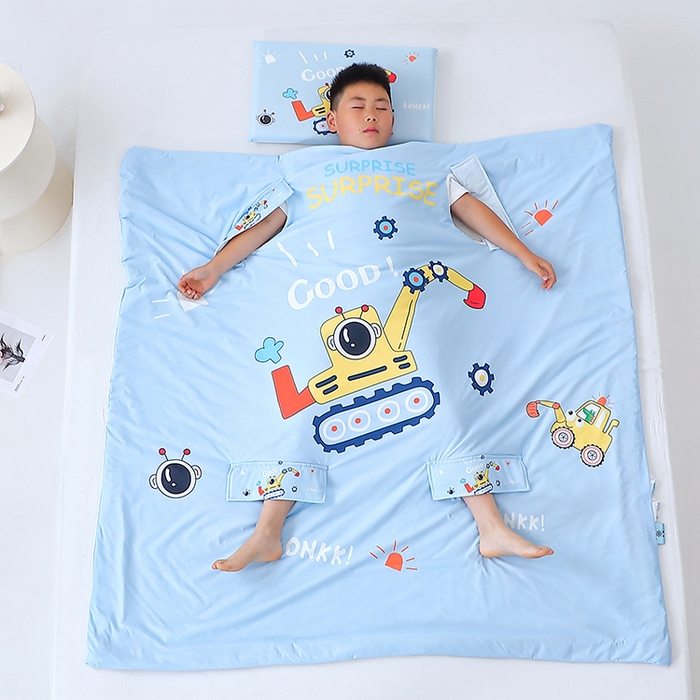 91家纺网 家纺一手货源 找家纺 2025新款A类小凉皮蚕丝防踢被儿童空调房护肚夏被凉感丝儿童被 挖掘机