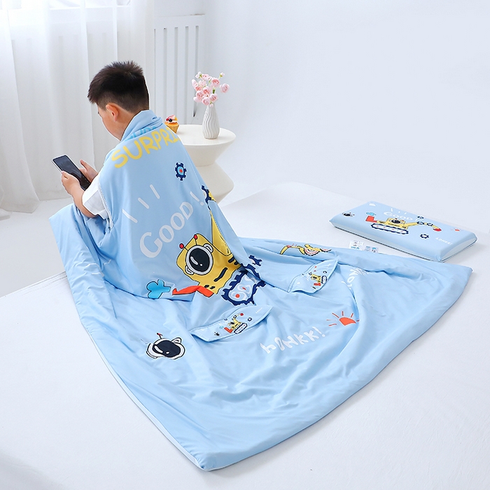 91家纺网 家纺一手货源 找家纺 2025新款A类小凉皮蚕丝防踢被儿童空调房护肚夏被凉感丝儿童被 挖掘机