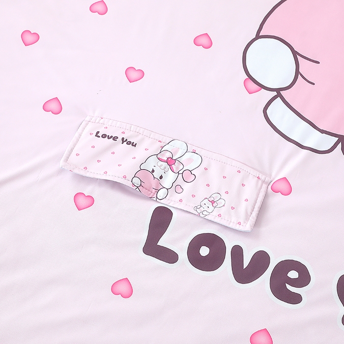 91家纺网 家纺一手货源 找家纺 2025新款A类小凉皮蚕丝防踢被儿童空调房护肚夏被凉感丝儿童被 爱心小兔