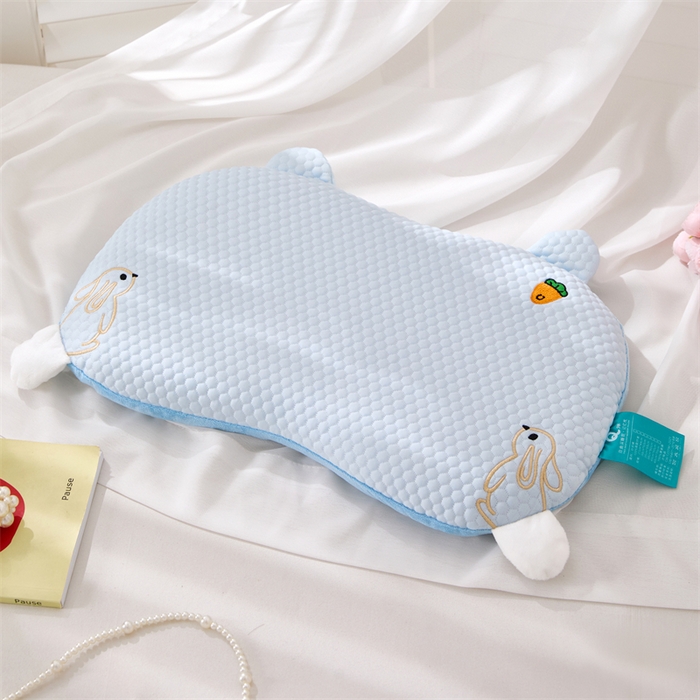 91家纺网 家纺一手货源 找家纺 芯洲 2025新款荞麦枕冰豆豆萝卜兔儿童绣花双面四季通用枕头枕芯 萝卜兔-蓝 28x50cm/只