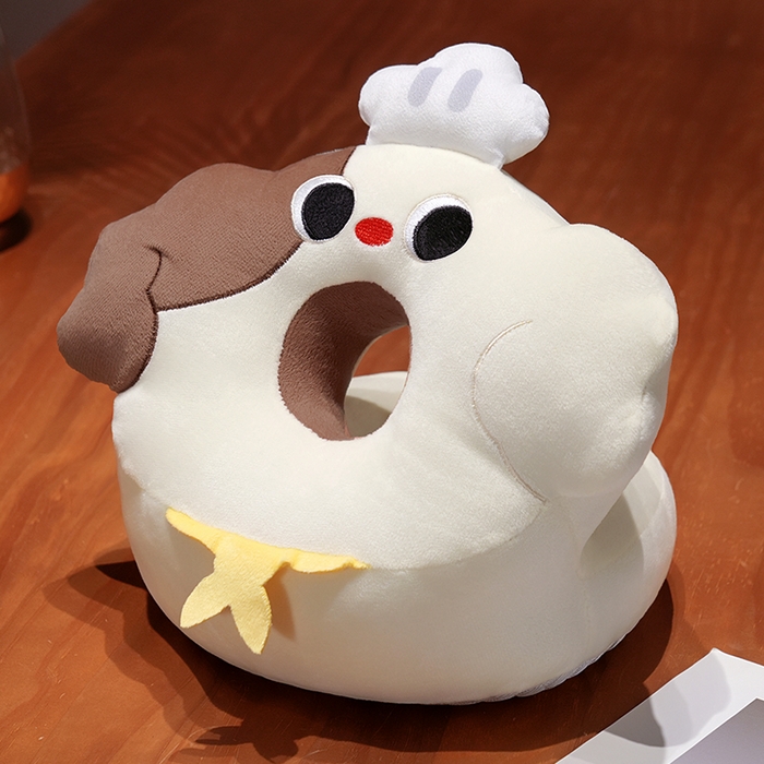 91家纺网 家纺一手货源 找家纺 仟亿莱2025新款圆眼小厨师冰豆豆双面午睡枕 冰豆豆双面圆眼小狗