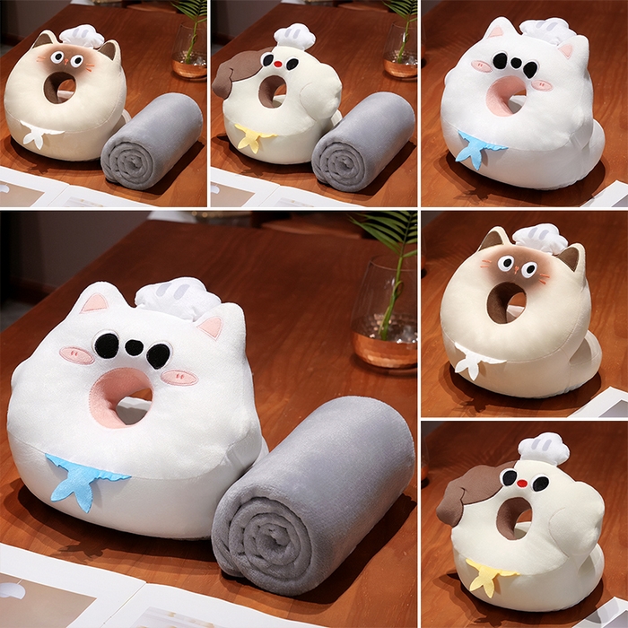 91家纺网 家纺一手货源 找家纺 仟亿莱2025新款圆眼小厨师冰豆豆双面午睡枕 冰豆豆双面圆眼暹罗猫