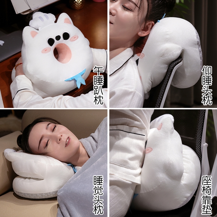 91家纺网 家纺一手货源 找家纺 仟亿莱2025新款圆眼小厨师冰豆豆双面午睡枕 冰豆豆圆眼西高地