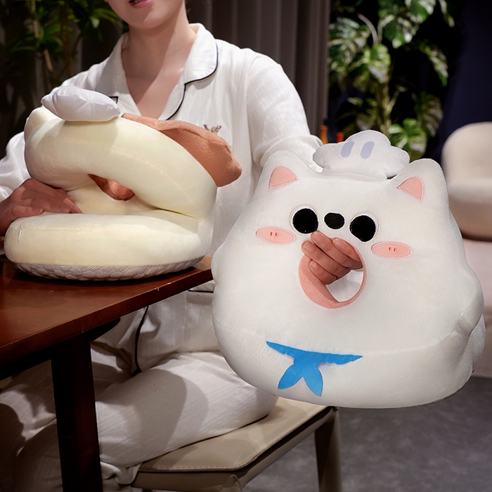 91家纺网 家纺一手货源 找家纺 仟亿莱2025新款圆眼小厨师冰豆豆双面午睡枕 冰豆豆圆眼西高地