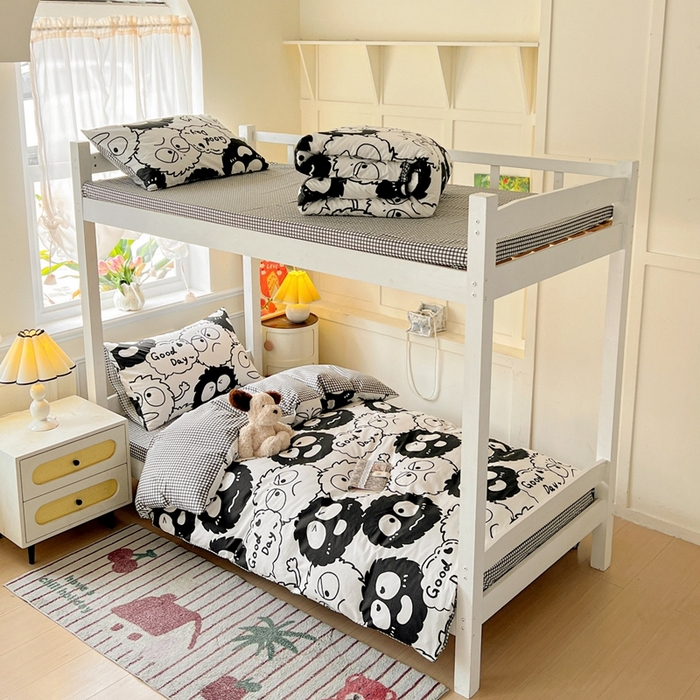 西引力 2025新款全棉印花学生宿舍三件套四件套 煤球