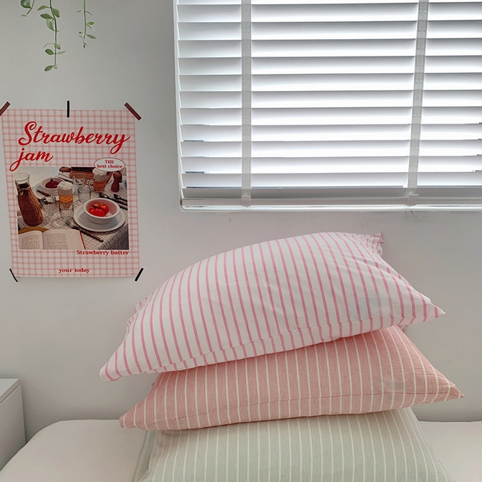 91家纺网 家纺一手货源 找家纺 （总）柚可家居 2024新款水洗棉条纹系列单枕套-系列四
