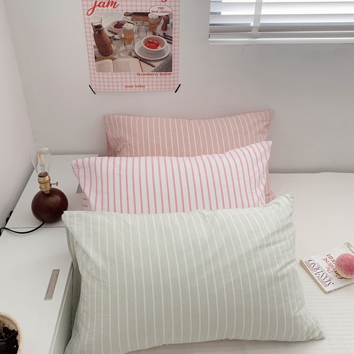 91家纺网 家纺一手货源 找家纺 （总）柚可家居 2024新款水洗棉条纹系列单枕套-系列四