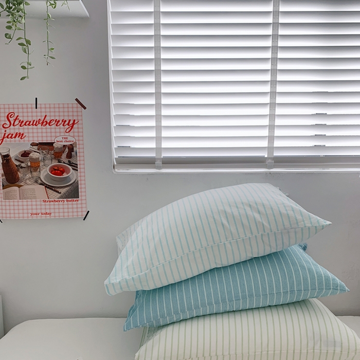 91家纺网 家纺一手货源 找家纺 （总）柚可家居 2024新款水洗棉条纹系列单枕套-系列三