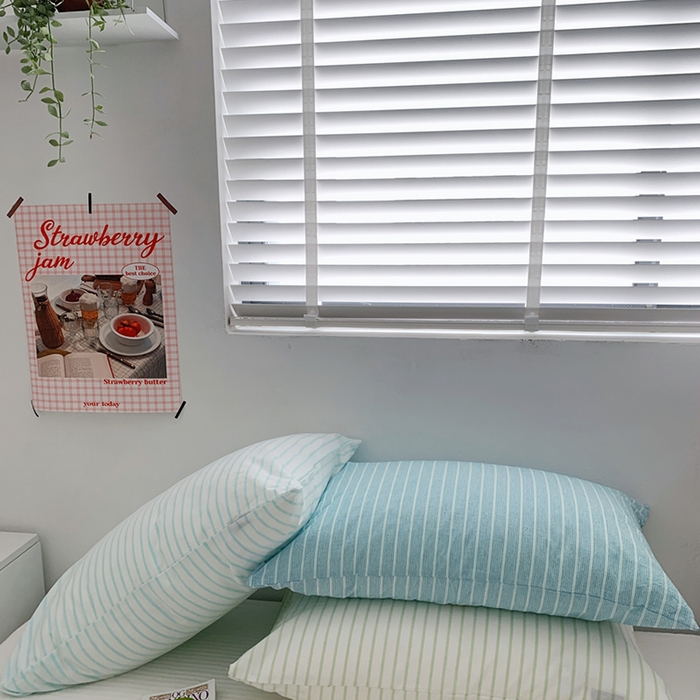 91家纺网 家纺一手货源 找家纺 （总）柚可家居 2024新款水洗棉条纹系列单枕套-系列三