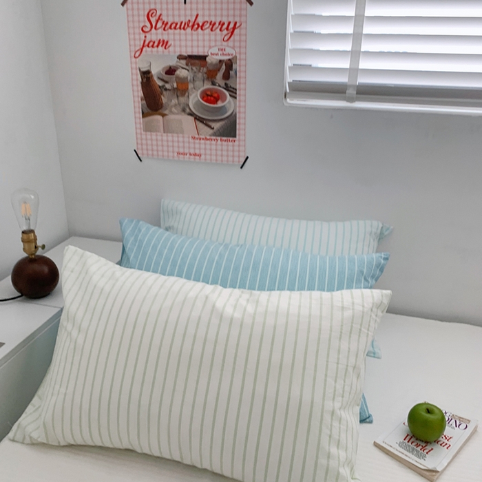 91家纺网 家纺一手货源 找家纺 （总）柚可家居 2024新款水洗棉条纹系列单枕套-系列三
