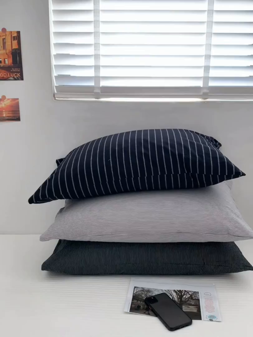 91家纺网 家纺一手货源 找家纺 （总）柚可家居 2024新款水洗棉条纹系列单枕套-系列二