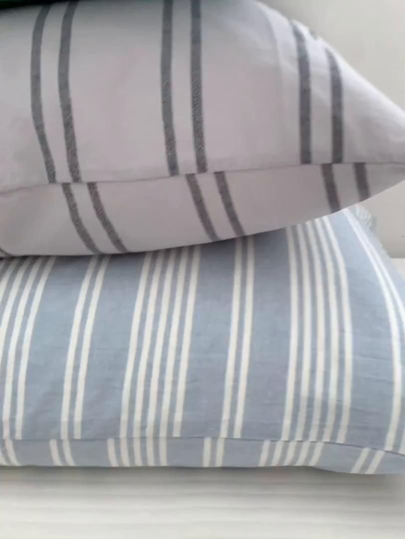 91家纺网 家纺一手货源 找家纺 （总）柚可家居 2024新款水洗棉条纹系列单枕套-系列一