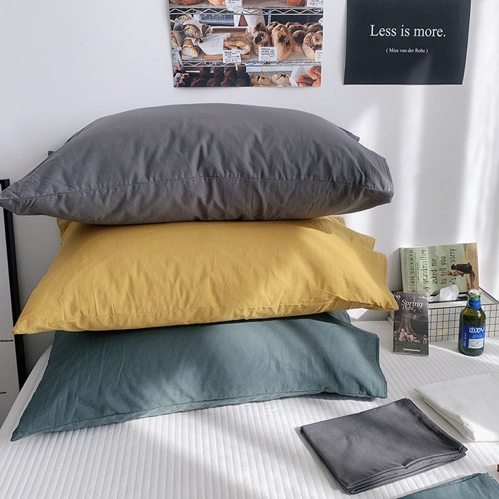 91家纺网 家纺一手货源 找家纺 （总）柚可家居 2024新款纯色水洗棉40支全棉色织单枕套-系列三