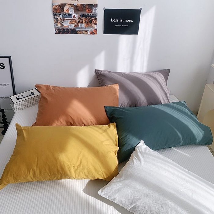 91家纺网 家纺一手货源 找家纺 （总）柚可家居 2024新款纯色水洗棉40支全棉色织单枕套-系列三