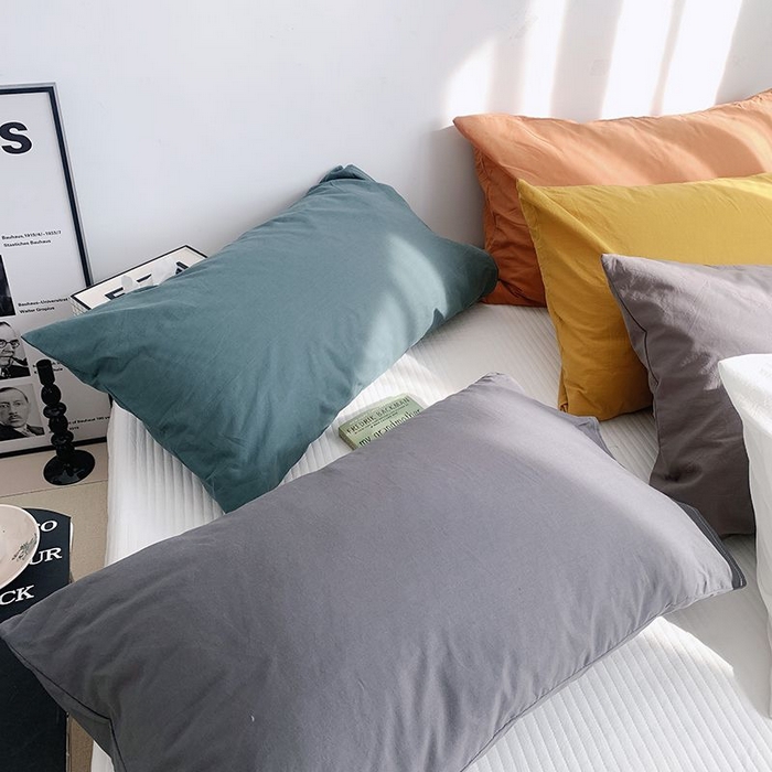 91家纺网 家纺一手货源 找家纺 （总）柚可家居 2024新款纯色水洗棉40支全棉色织单枕套-系列三