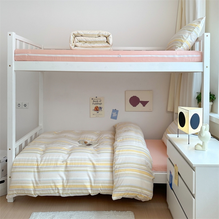 北欧良品 2025新款A 类 AA版色织水洗棉 学生上下铺三件套 梦境黄