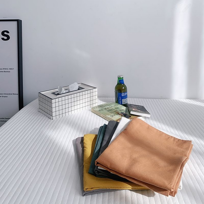 91家纺网 家纺一手货源 找家纺 柚可家居 2024新款纯色水洗棉40支全棉色织单枕套-系列三 白青年