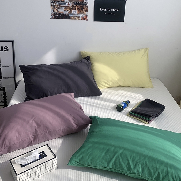 91家纺网 家纺一手货源 找家纺 （总）柚可家居 2024新款纯色水洗棉40支全棉色织单枕套-系列二