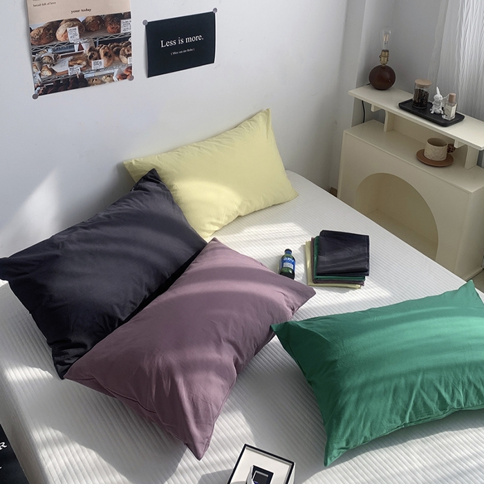 91家纺网 家纺一手货源 找家纺 （总）柚可家居 2024新款纯色水洗棉40支全棉色织单枕套-系列二