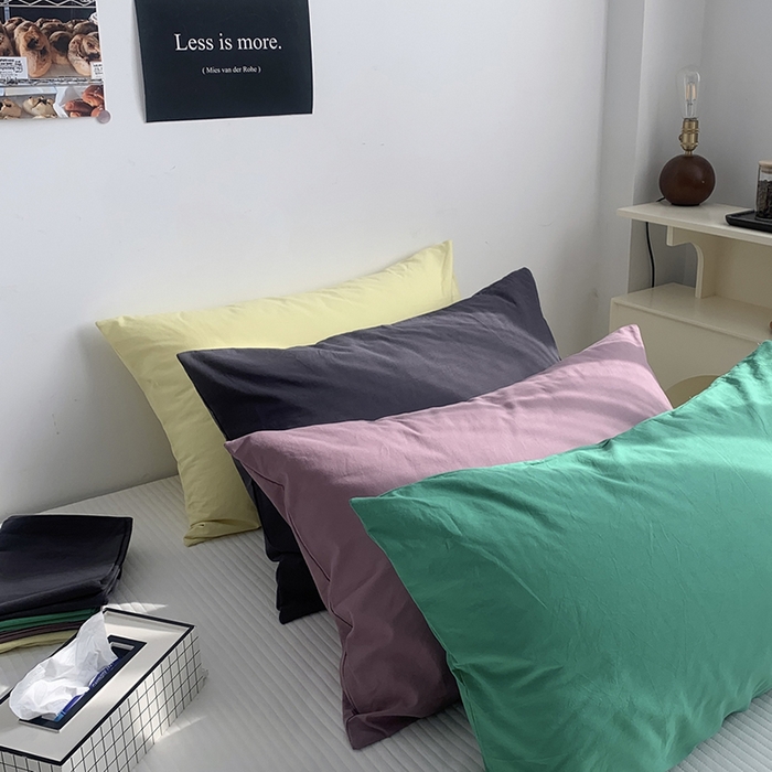 91家纺网 家纺一手货源 找家纺 （总）柚可家居 2024新款纯色水洗棉40支全棉色织单枕套-系列二