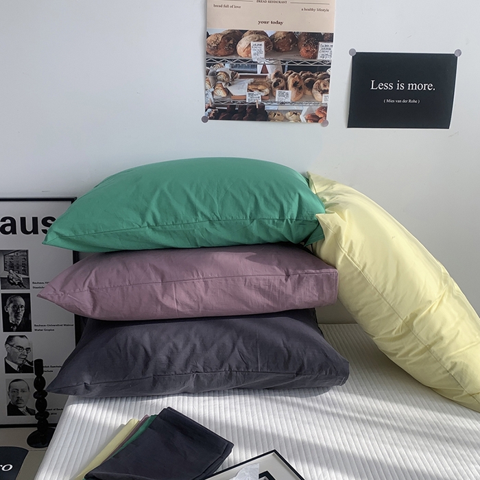 91家纺网 家纺一手货源 找家纺 （总）柚可家居 2024新款纯色水洗棉40支全棉色织单枕套-系列二