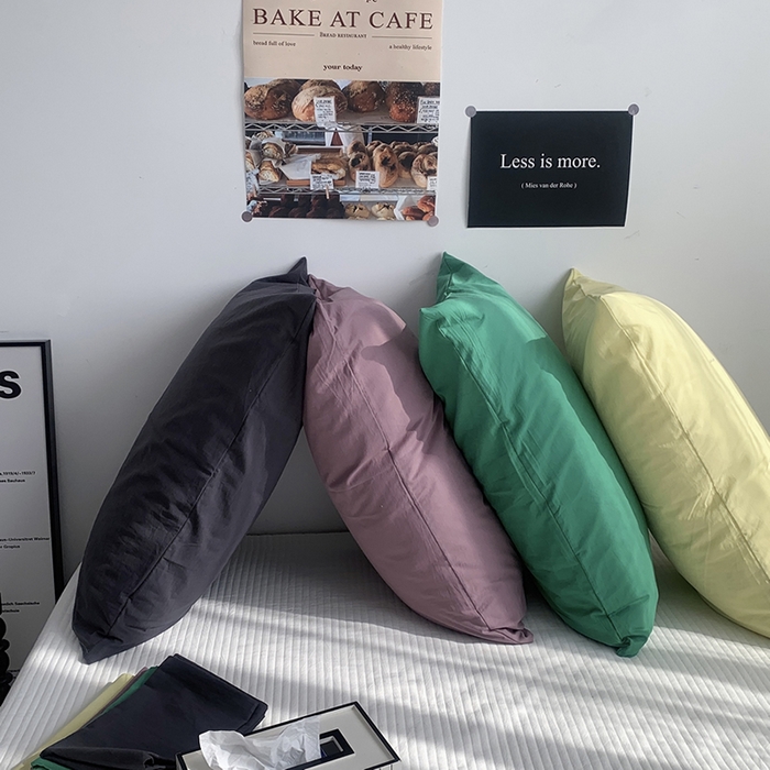 91家纺网 家纺一手货源 找家纺 （总）柚可家居 2024新款纯色水洗棉40支全棉色织单枕套-系列二