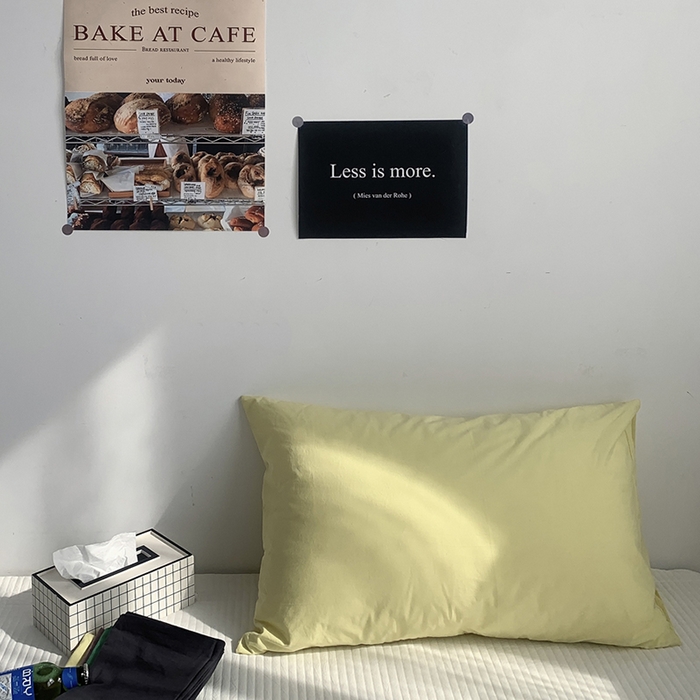 91家纺网 家纺一手货源 找家纺 柚可家居 2024新款纯色水洗棉40支全棉色织单枕套-系列二 淡黄