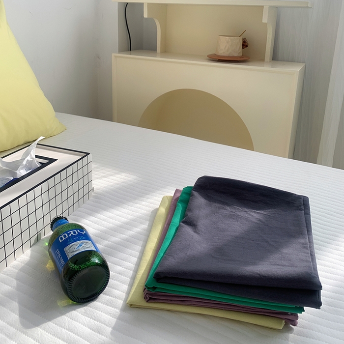 91家纺网 家纺一手货源 找家纺 柚可家居 2024新款纯色水洗棉40支全棉色织单枕套-系列二 淡黄