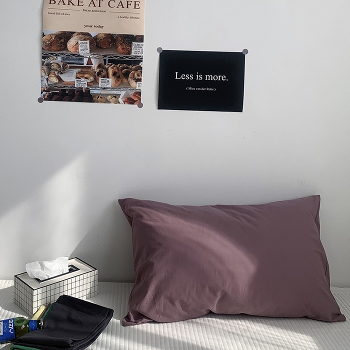 91家纺网 家纺一手货源 找家纺 柚可家居 2024新款纯色水洗棉40支全棉色织单枕套-系列二 玫瑰粉紫