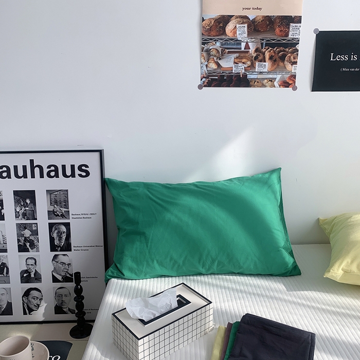 91家纺网 家纺一手货源 找家纺 柚可家居 2024新款纯色水洗棉40支全棉色织单枕套-系列二 森绿