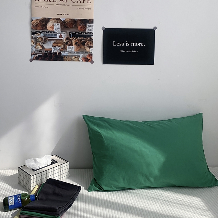 91家纺网 家纺一手货源 找家纺 柚可家居 2024新款纯色水洗棉40支全棉色织单枕套-系列二 森绿