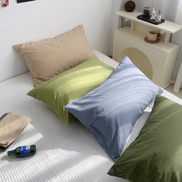 91家纺网 家纺一手货源 找家纺 （总）柚可家居 2024新款纯色水洗棉40支全棉色织单枕套-系列一