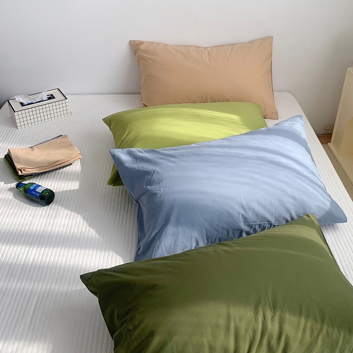 91家纺网 家纺一手货源 找家纺 （总）柚可家居 2024新款纯色水洗棉40支全棉色织单枕套-系列一