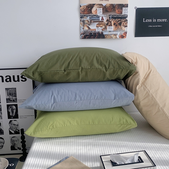 91家纺网 家纺一手货源 找家纺 （总）柚可家居 2024新款纯色水洗棉40支全棉色织单枕套-系列一