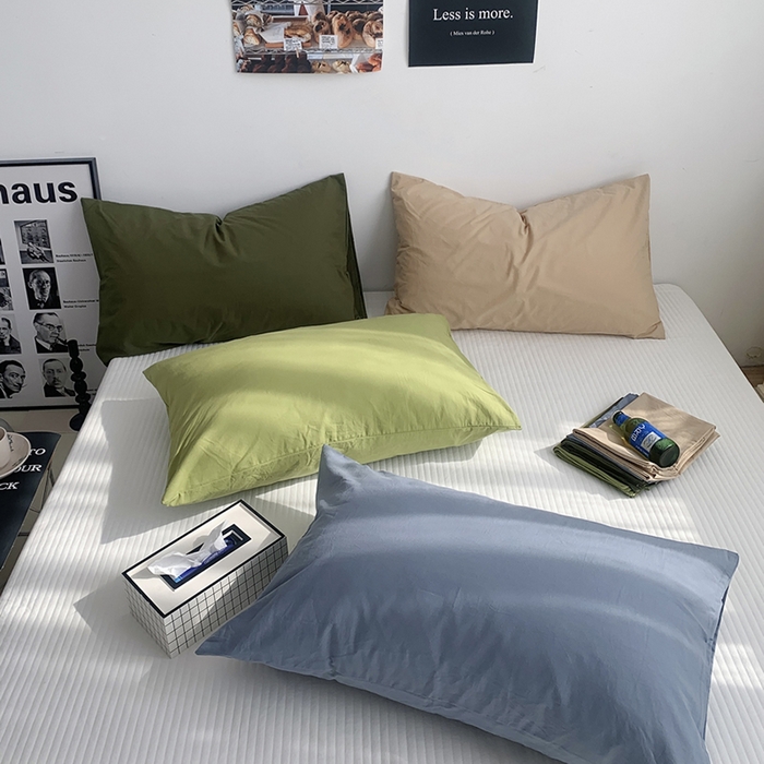 91家纺网 家纺一手货源 找家纺 柚可家居 2024新款纯色水洗棉40支全棉色织单枕套-系列一 橄榄绿