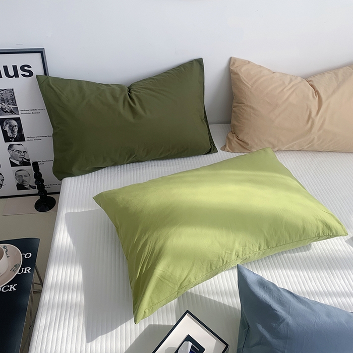 91家纺网 家纺一手货源 找家纺 柚可家居 2024新款纯色水洗棉40支全棉色织单枕套-系列一 橄榄绿